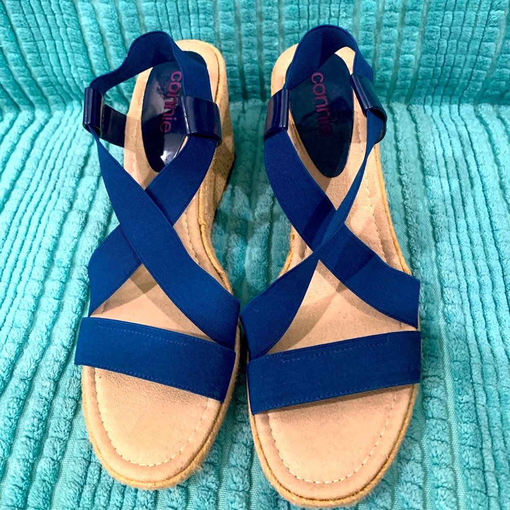 Blue “connie” Espadrille Sandal Wedges NWT
Size: 9 1/2